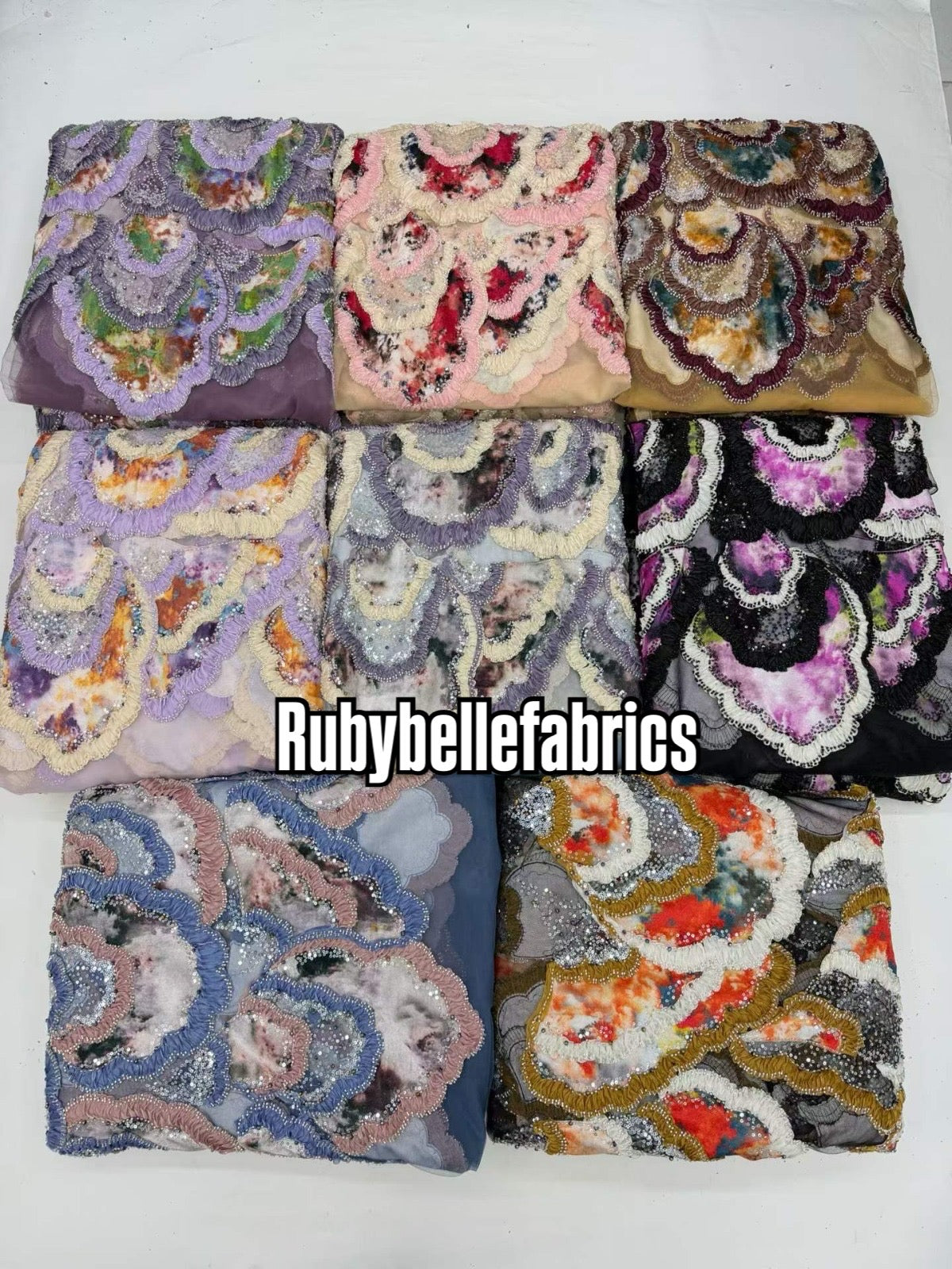 Atia Luxury Floral Beaded Sequin Fabric