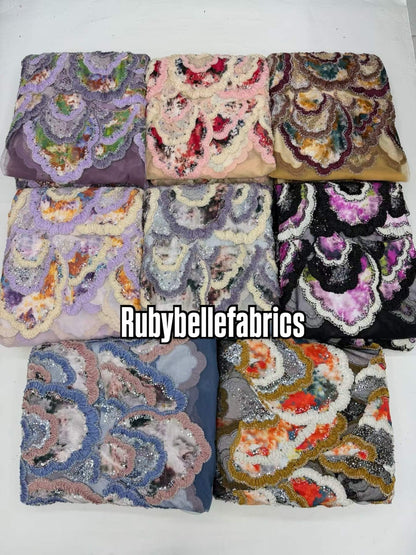 Atia Luxury Floral Beaded Sequin Fabric