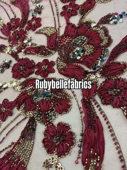 Arden Luxury Floral Beaded Sequin Fabric