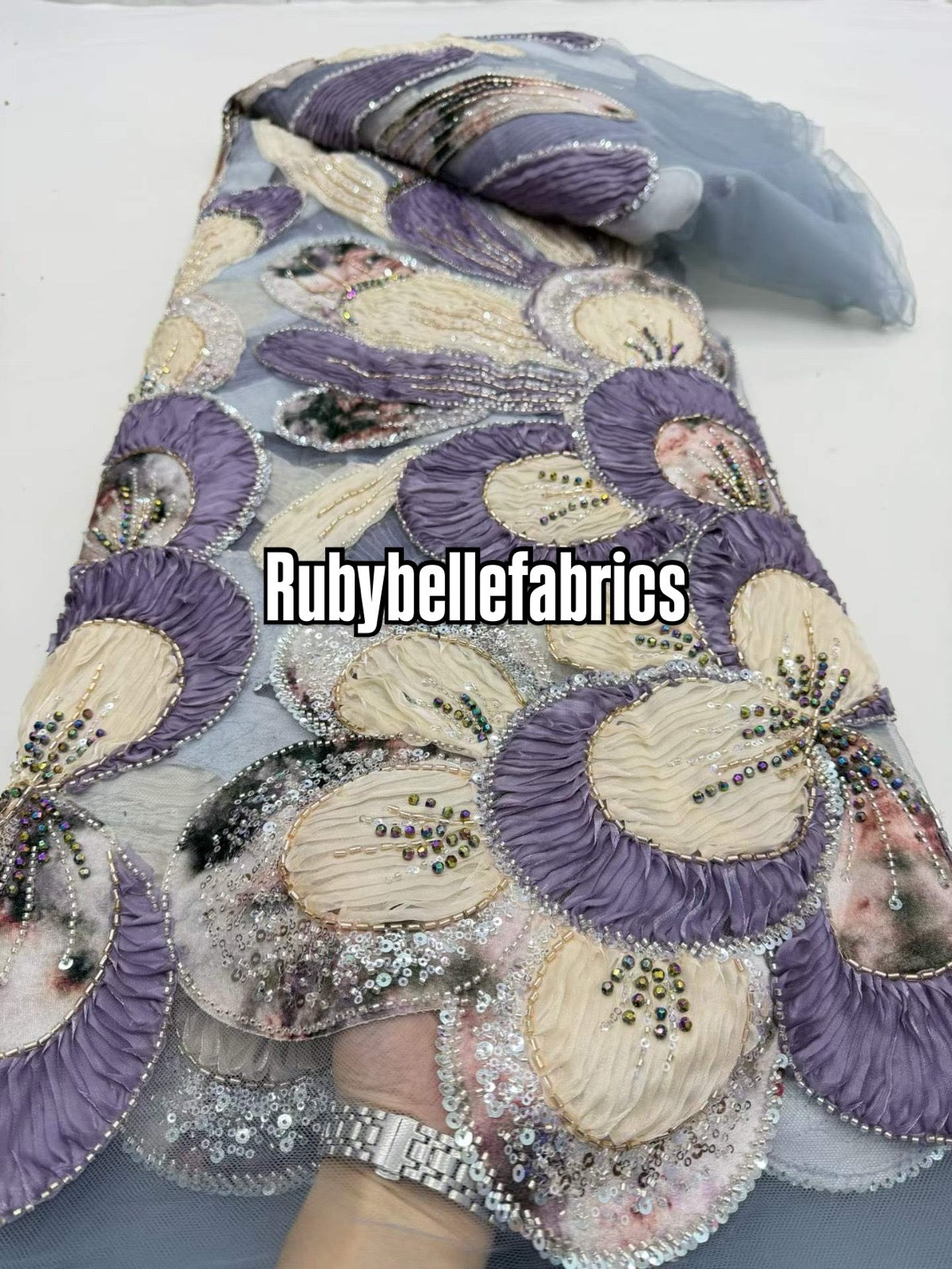 Arger Luxury Floral Beaded Sequin Fabric