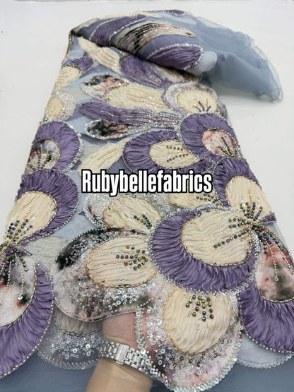 Arger Luxury Floral Beaded Sequin Fabric