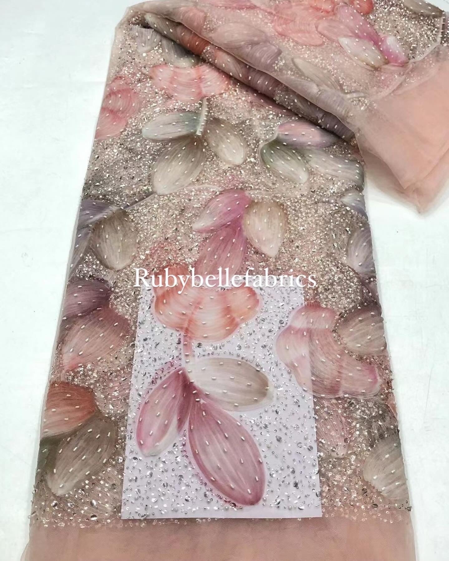 Hezzle Quality Floral Beaded Fabric