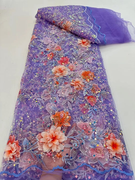 Limafloral 3D Fabric - Lavender Peach