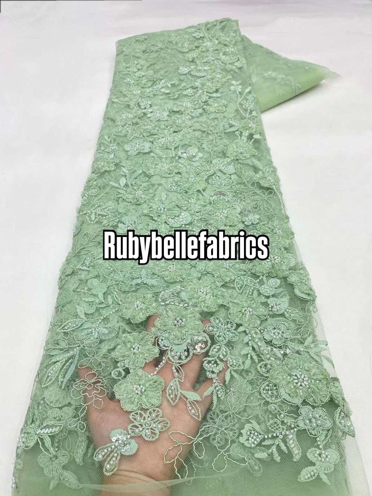 Rund Luxury 3D Floral Beaded Stone Fabric