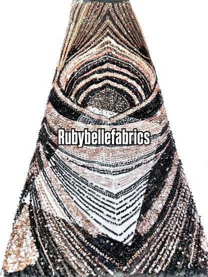 Ivlex Beaded Sequin Lace Fabric