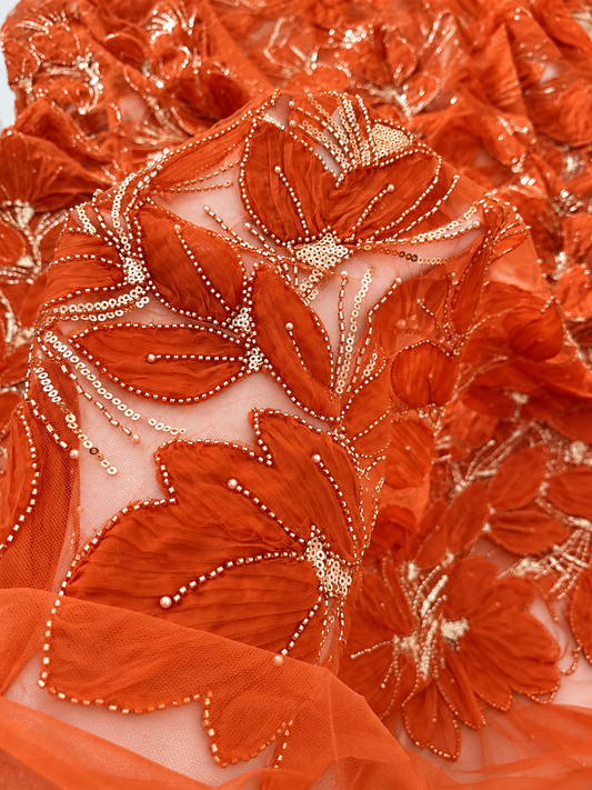 Bloom Luxury Handmade Fabric - Warm Orange
