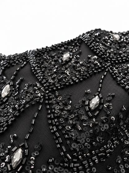 Nuixt Deluxe Luxury Beaded Fabric -Black
