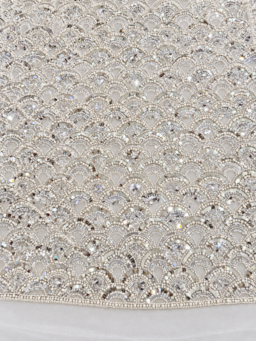 Vechta High Beaded Quality Fabric - White