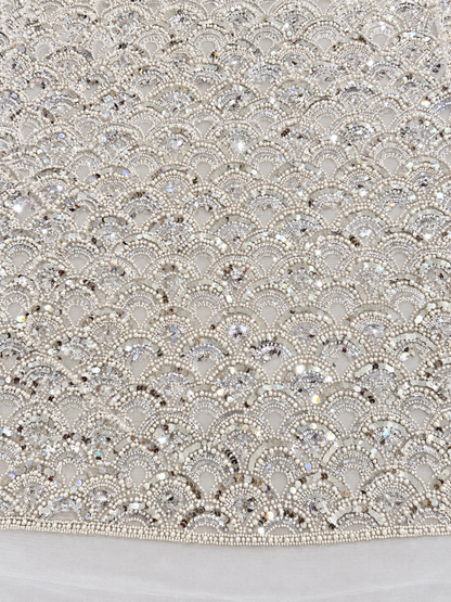Vechta High Beaded Quality Fabric - White