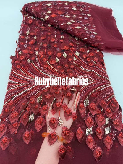 Cascada 3D Leaf Luxury Couture Fabric