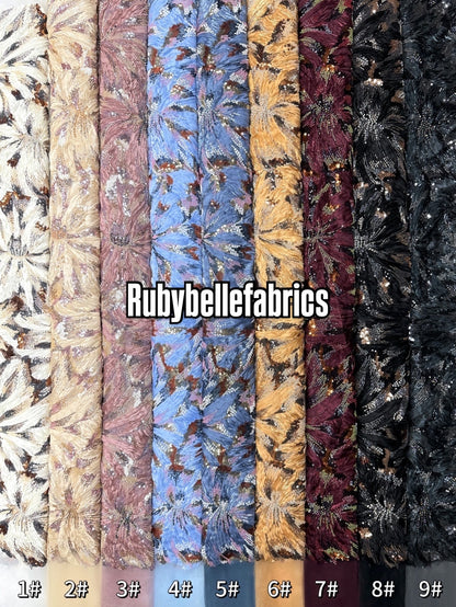 Econd Deluxe Luxury Floral Sequin beaded Fabric