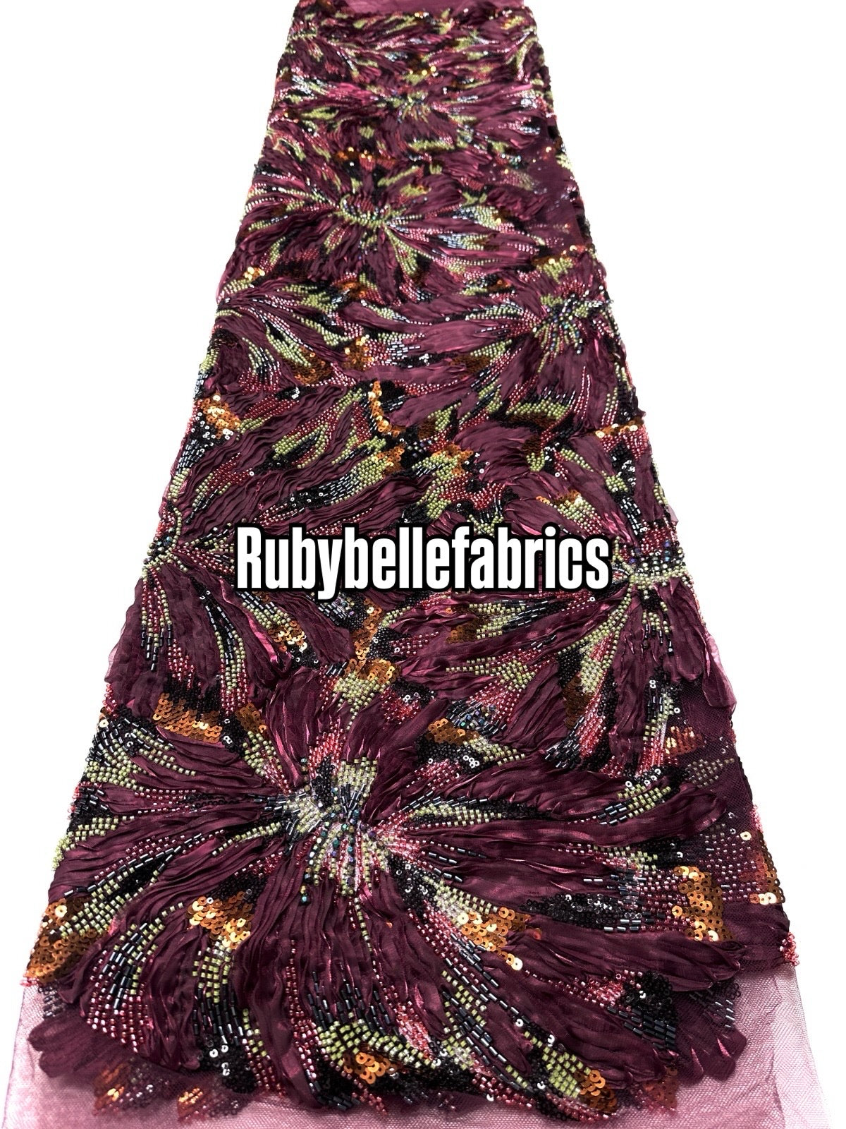 Econd Deluxe Luxury Floral Sequin beaded Fabric