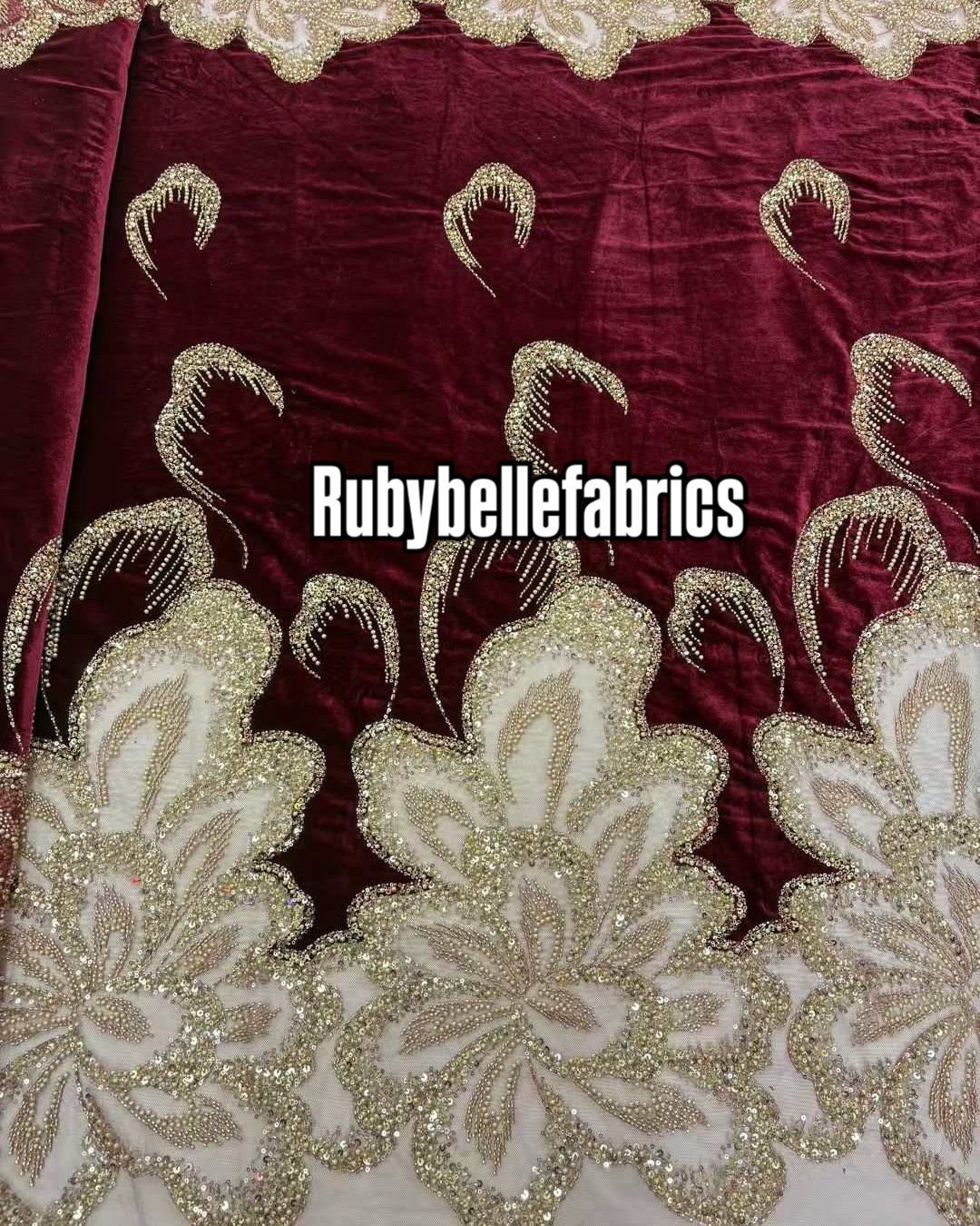 Erson Beaded Velvet Lace Fabric