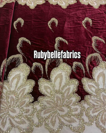 Erson Beaded Velvet Lace Fabric