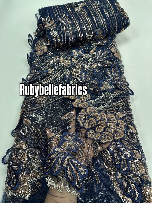 Didas Luxury 3D Floral Beaded Sequin Fabric