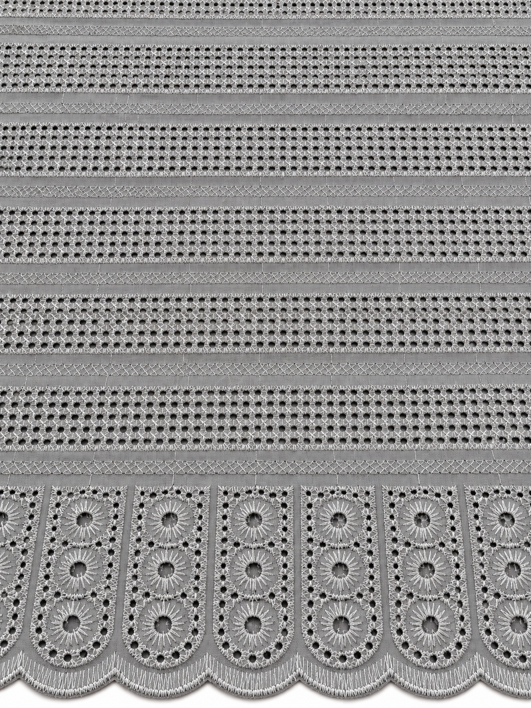 Osint Silver Grey Geometric Eyelet Lace Fabric