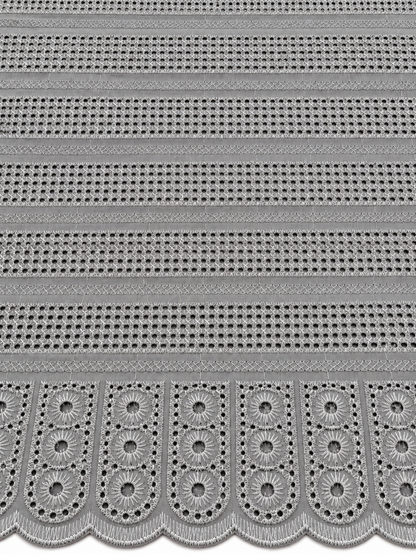 Osint Silver Grey Geometric Eyelet Lace Fabric