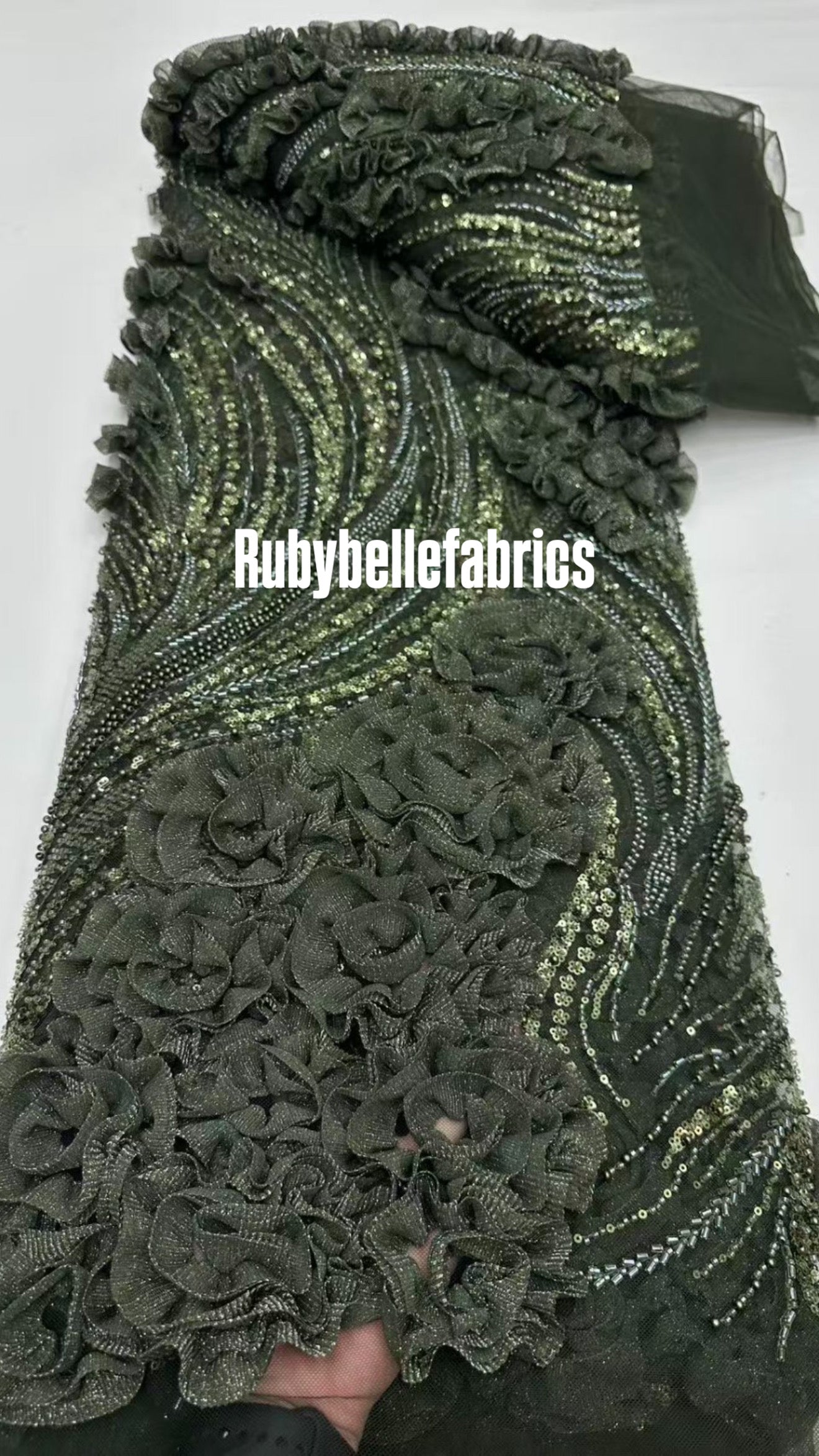 Urkey Roses 3D Sequin couture fabric