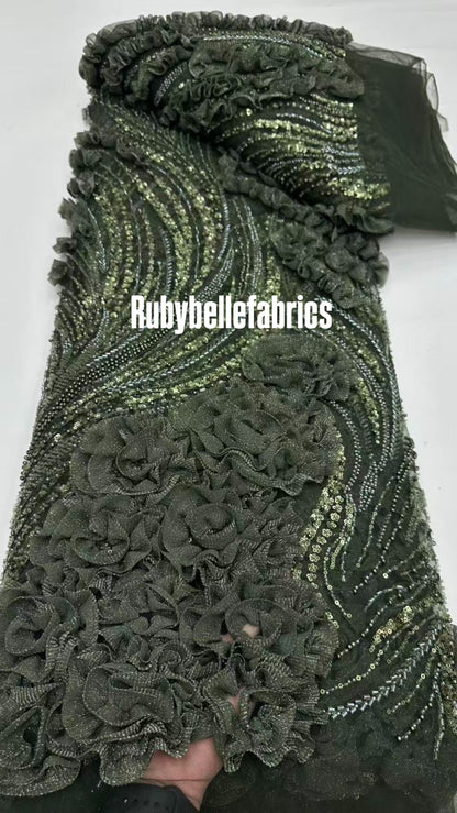 Urkey Roses 3D Sequin couture fabric