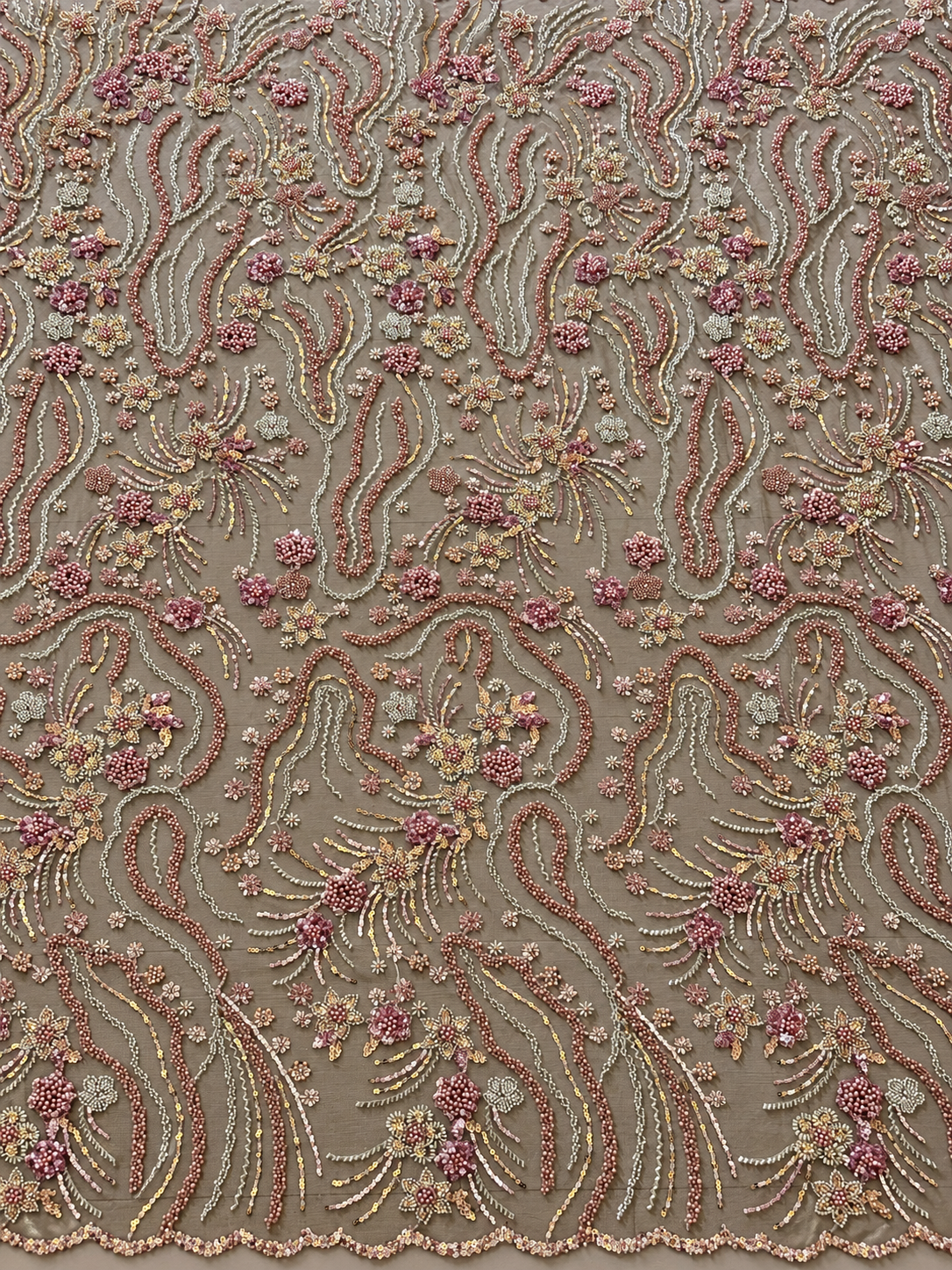 Oyce Luxury Floral Beaded Fabric - Blush Pink