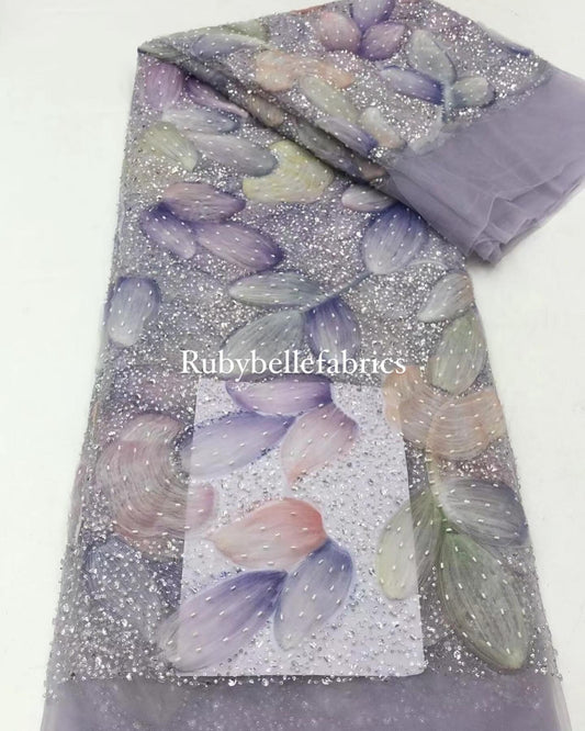 Hezzle Quality Floral Beaded Fabric