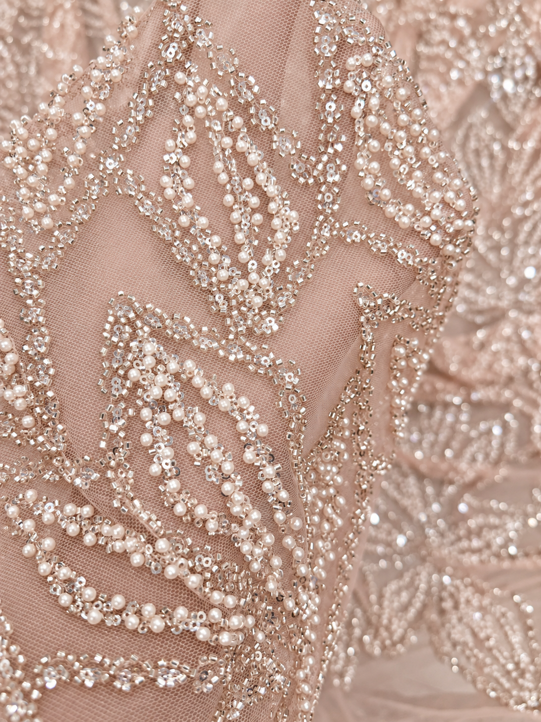 Fuller Quality Beaded Fabric - Pink