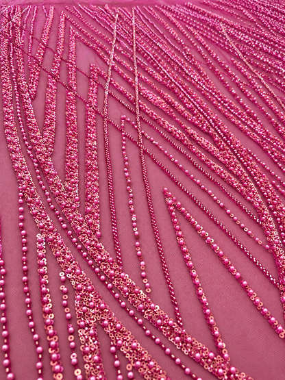 Ruxelle Beaded Luxury Fabric - Fuchsia Pink