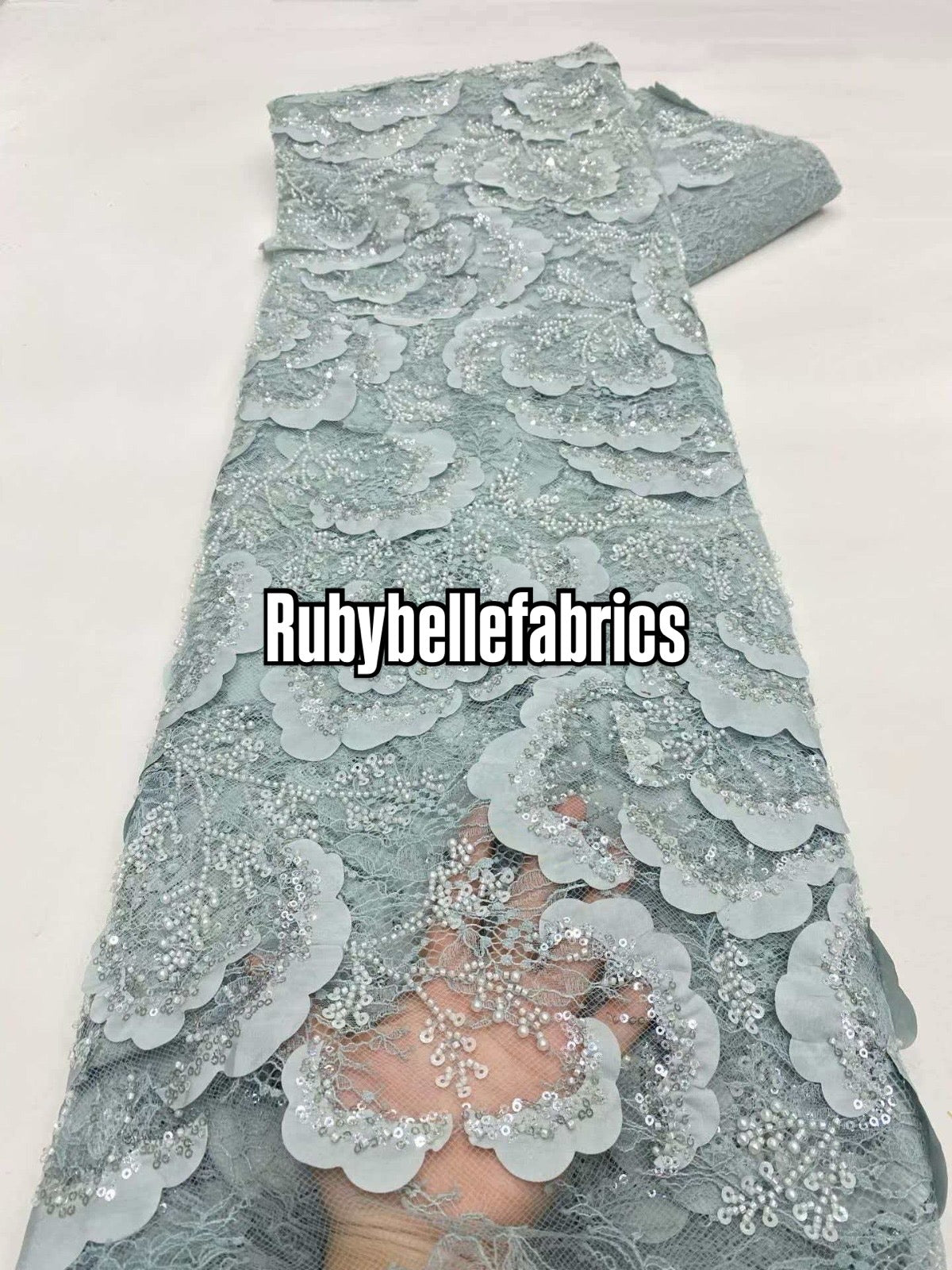 Tross 3D Floral Sequin beaded Net Fabric