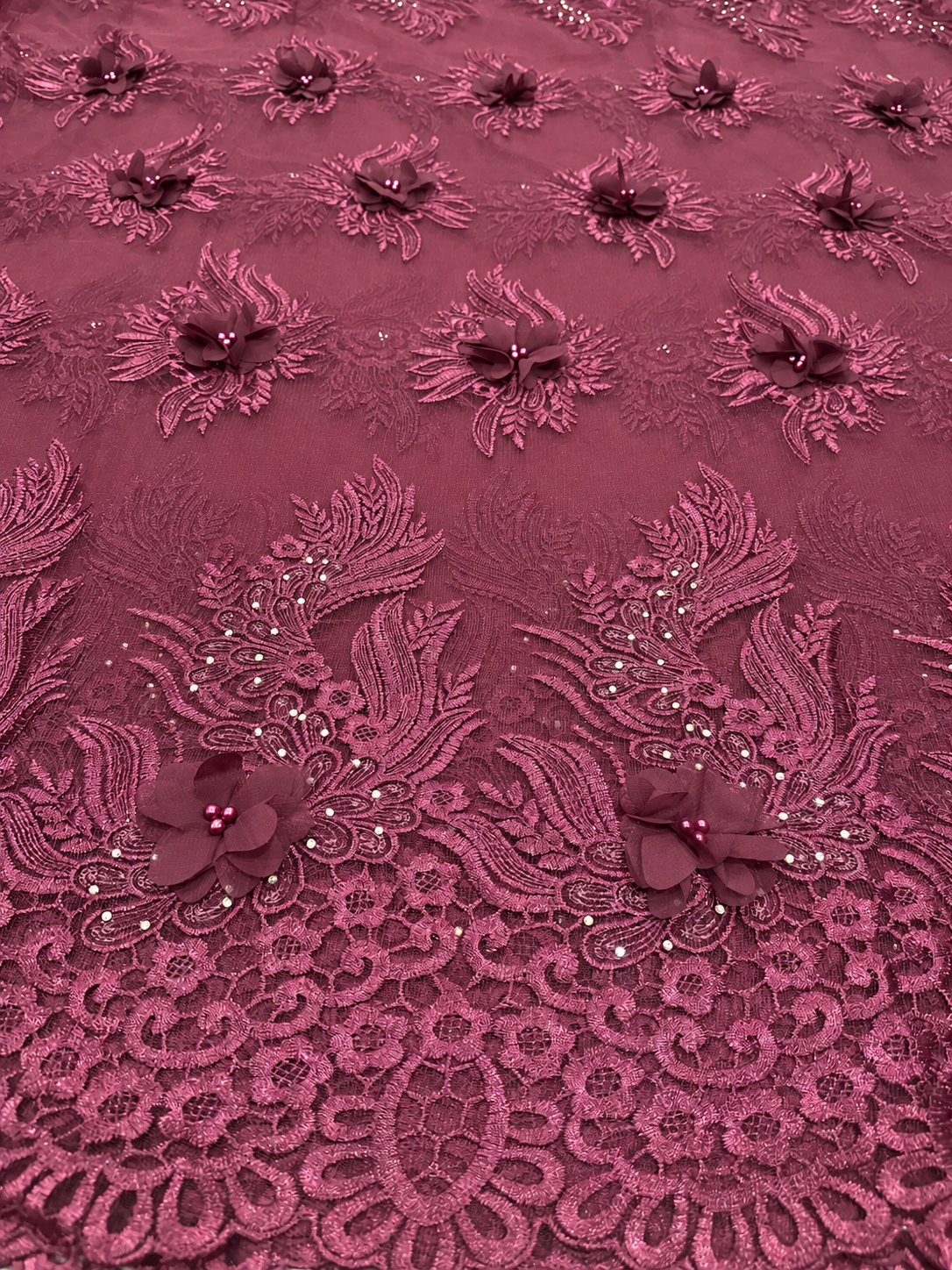 Maio 3D Floral Fabric - Dark Plum