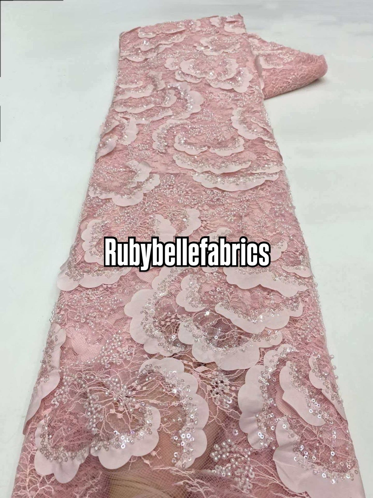 Tross 3D Floral Sequin beaded Net Fabric