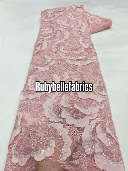 Tross 3D Floral Sequin beaded Net Fabric