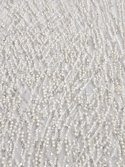 Penh Beaded Edge Fabric - White