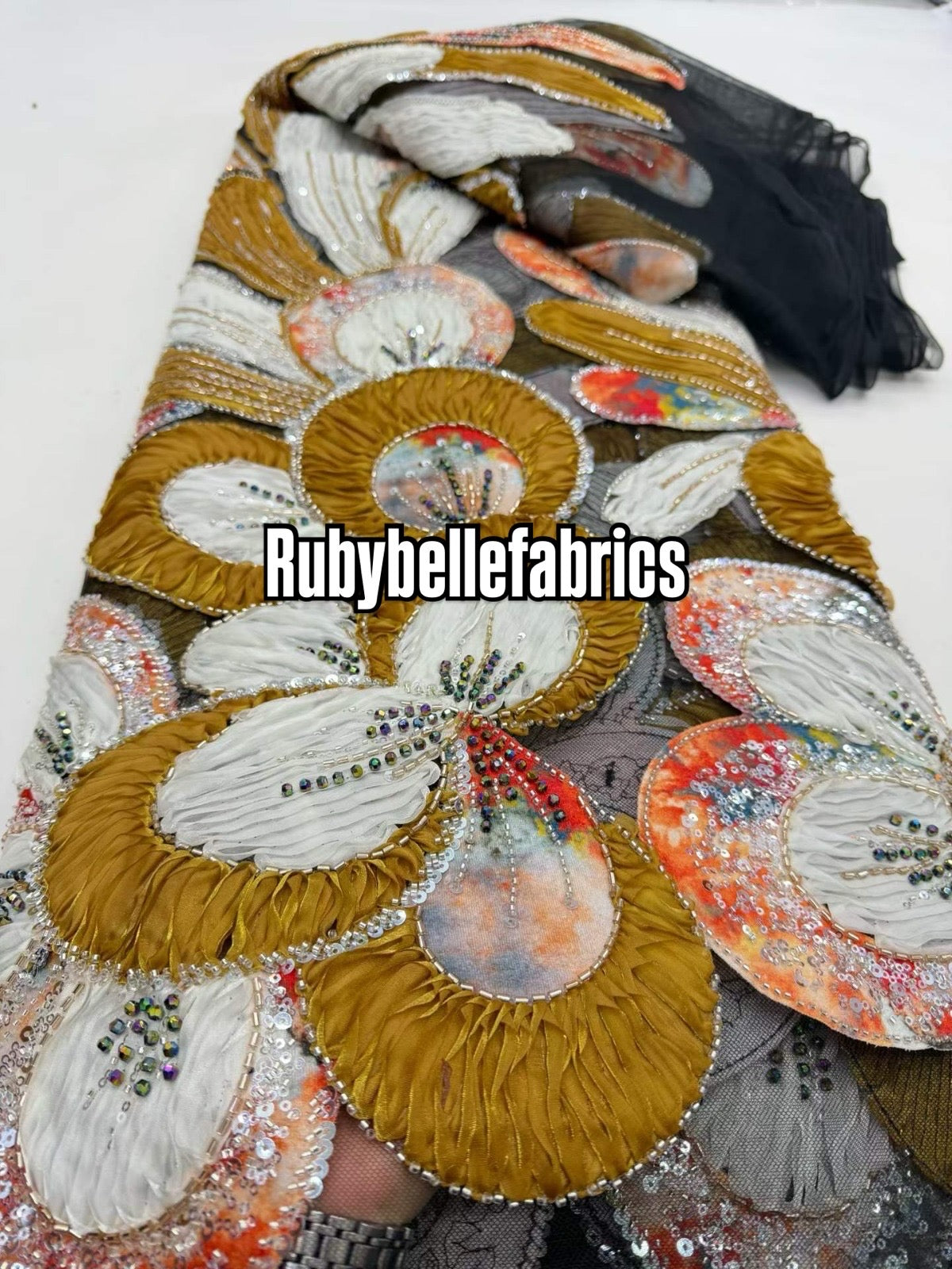 Arger Luxury Floral Beaded Sequin Fabric