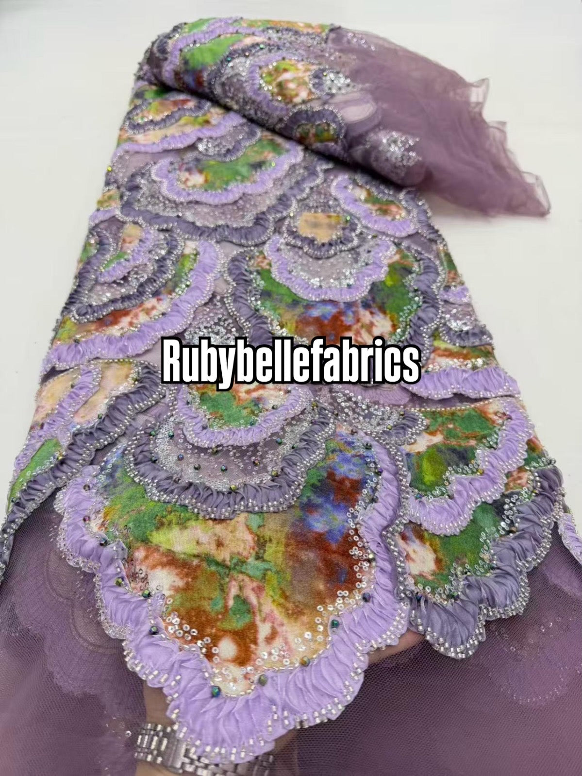 Atia Luxury Floral Beaded Sequin Fabric