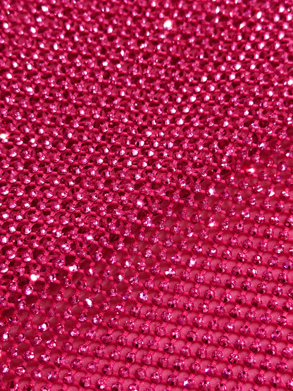 Aryl Bling Stones Fish Net Luxury Handmade Fabric - Fuchsia Pink