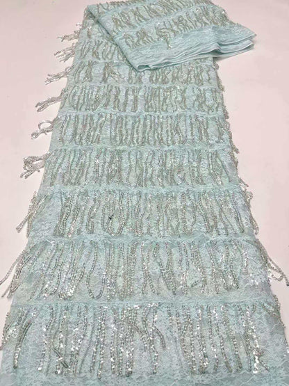 Luxury Fringe Pastel Sequin Lace Fabric – Premium Lace Couture Fabric