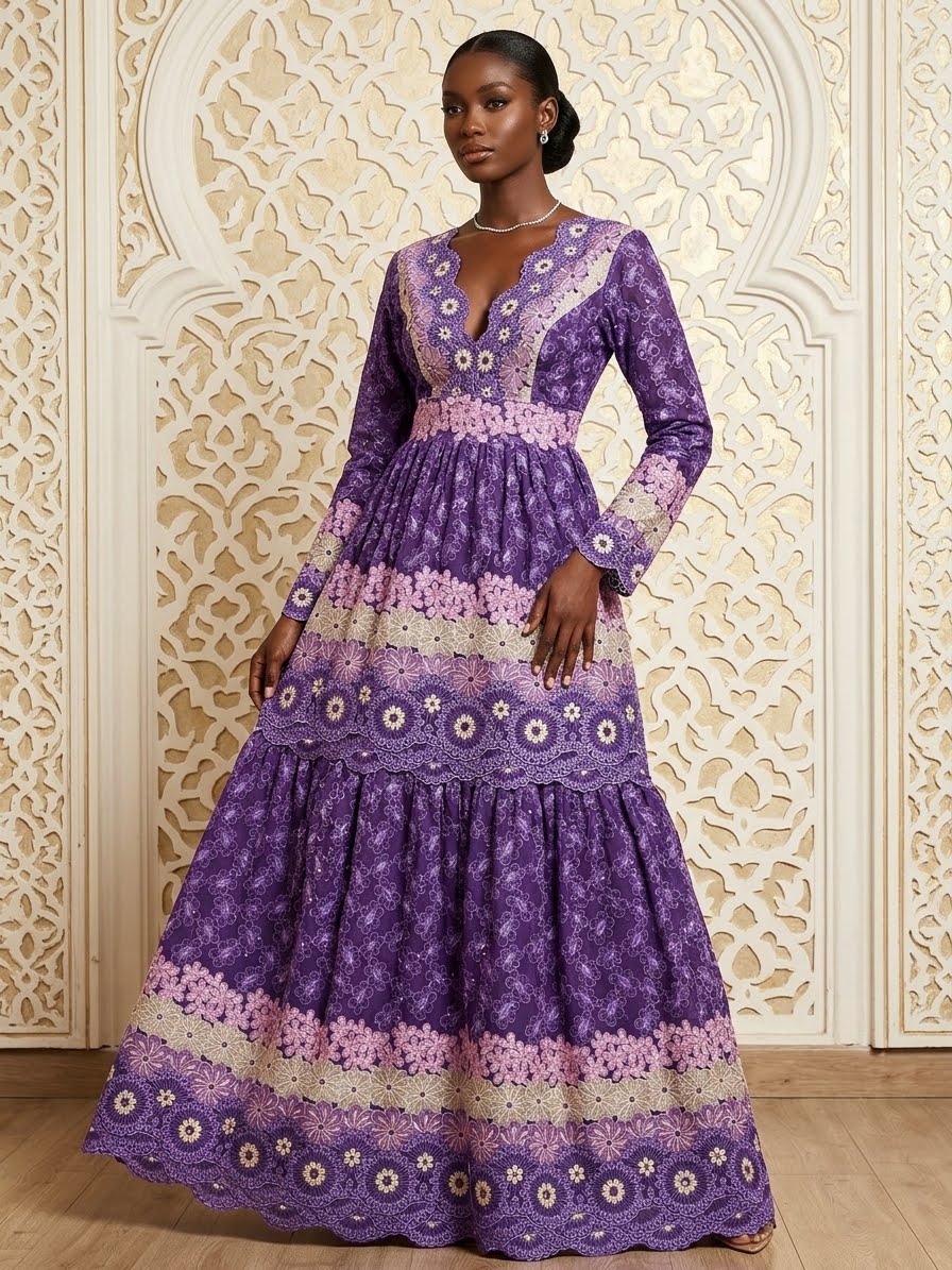 Nnoites Voile Lace - Purple/Gold