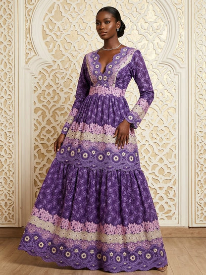 Nnoites Voile Lace - Purple/Gold