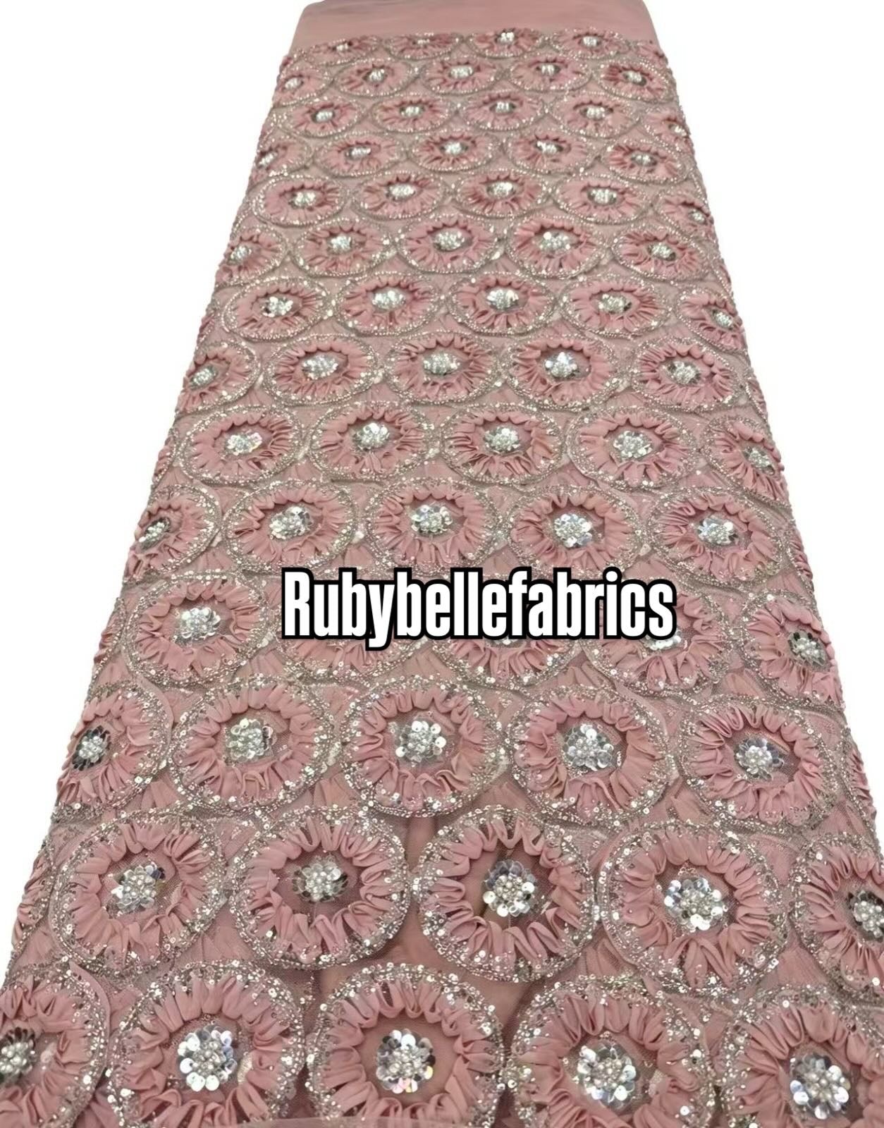 Honex Round Beaded Floral Fabric