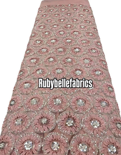 Honex Round Beaded Floral Fabric