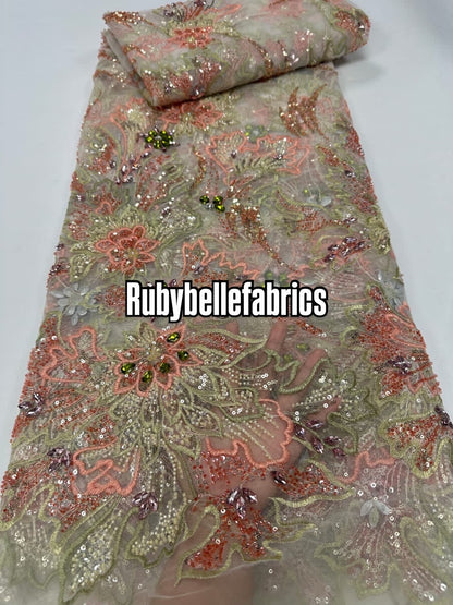 Arrods Luxury Crystal Stone Lace Fabric