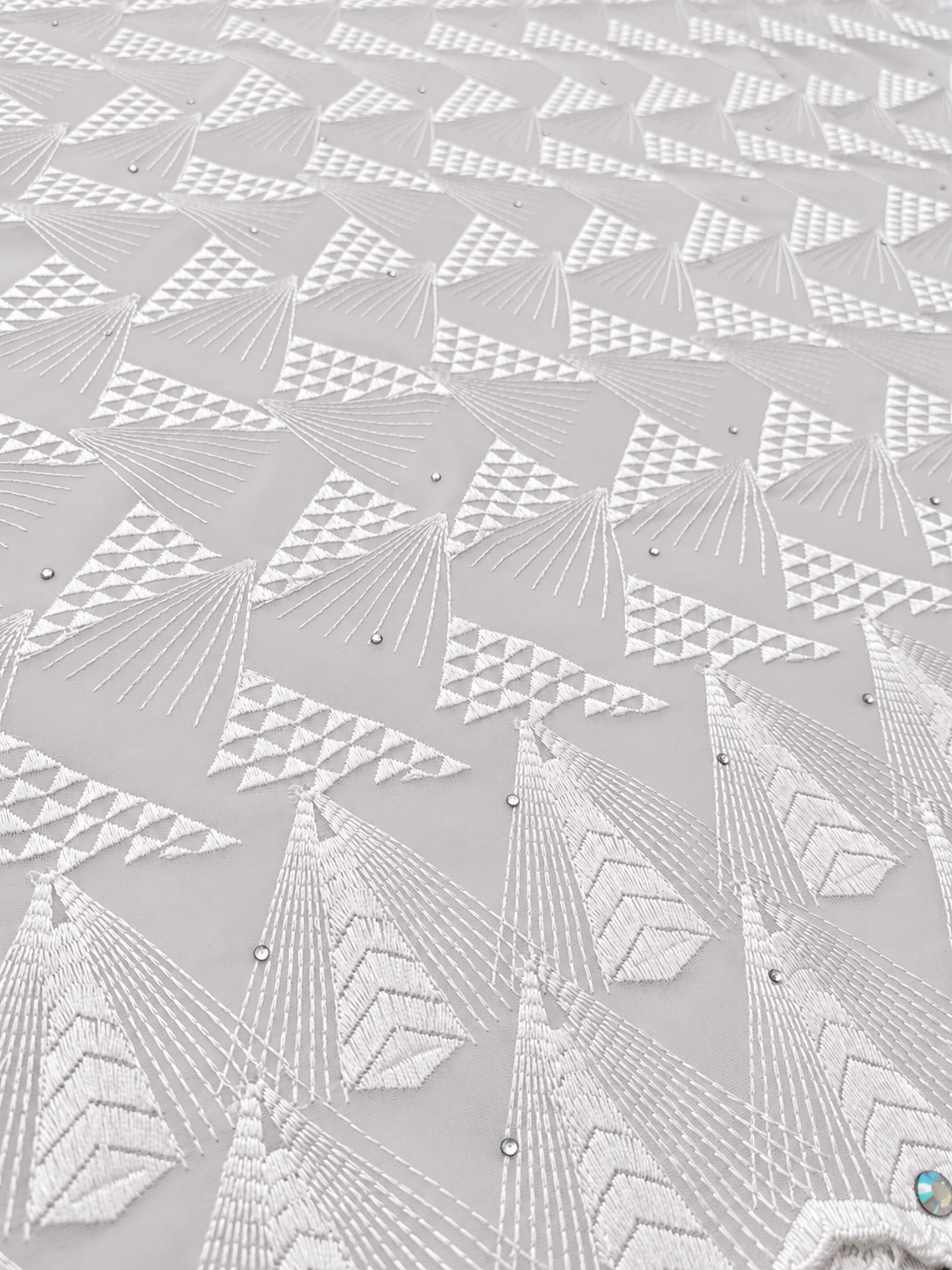 Ower White Embroidered Voile Lace Fabric