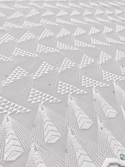 Ower White Embroidered Voile Lace Fabric