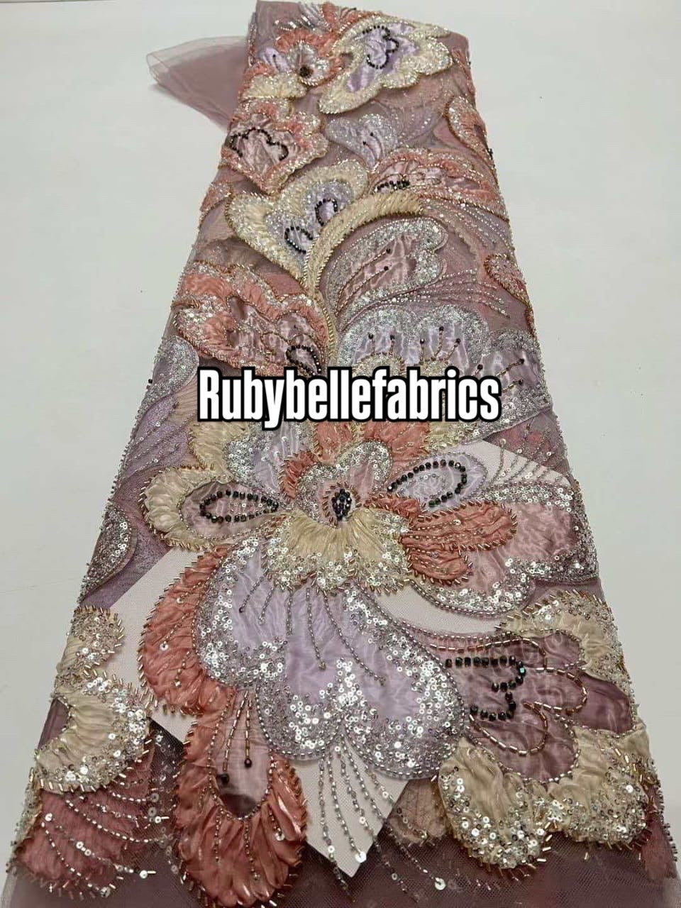 Astysx Beaded Sequin Lace Fabric