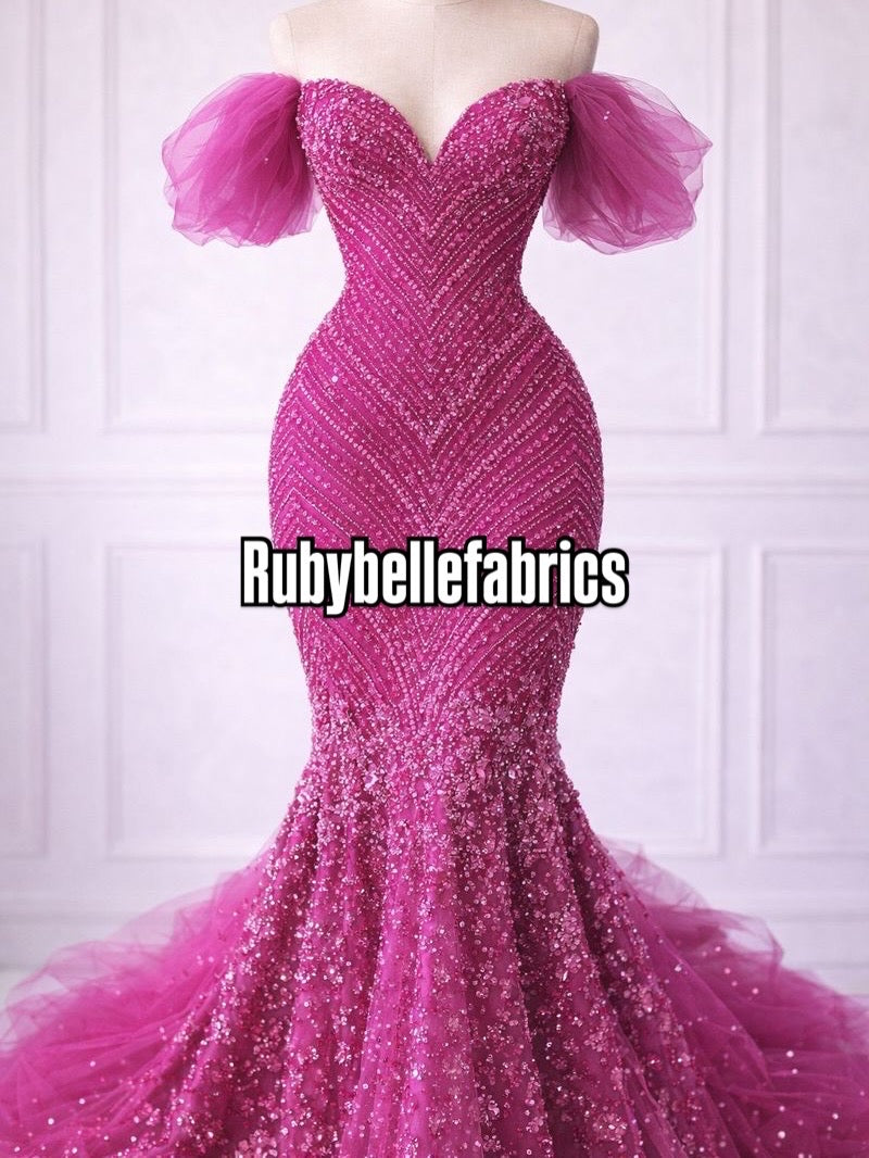 Urora Beaded Sequin Lace Fabric