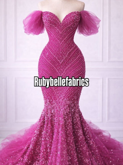 Urora Beaded Sequin Lace Fabric