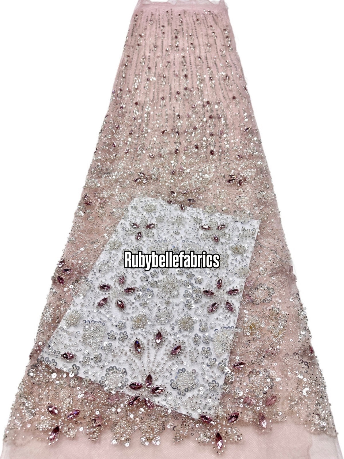 Atch Luxury 3D Floral Beaded Stone Fabric