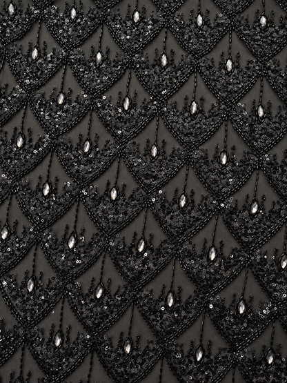 Nuixt Deluxe Luxury Beaded Fabric -Black
