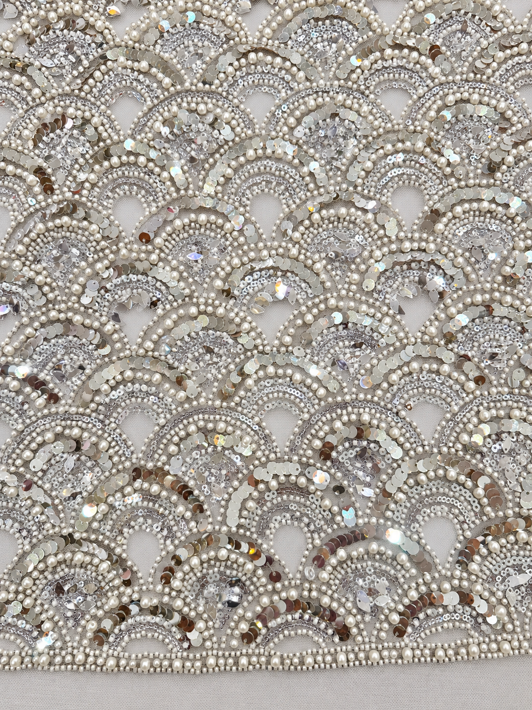 Vechta High Beaded Quality Fabric - White