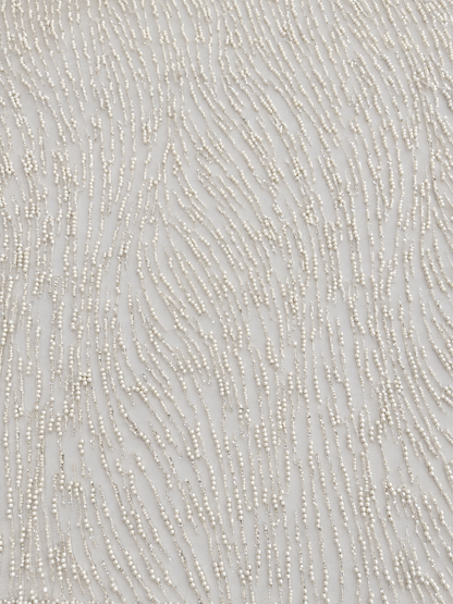 Penh Beaded Edge Fabric - White